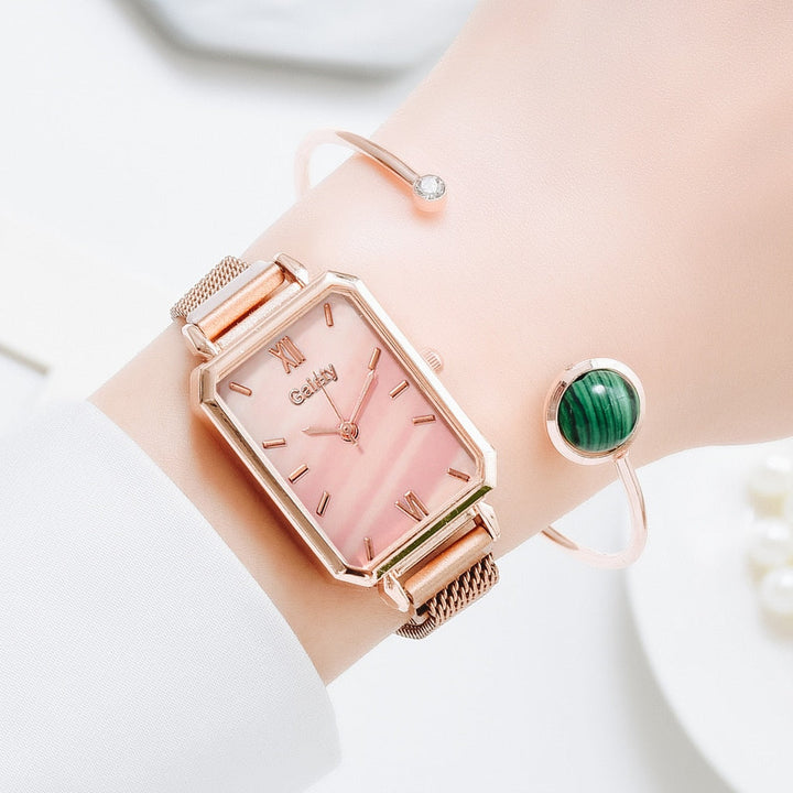 🔥PRODUCTO EXCLUSIVO | Reloj de lujo y pulsera de esmeraldas para elegancia 💚 + Collar de perlas gratis💎