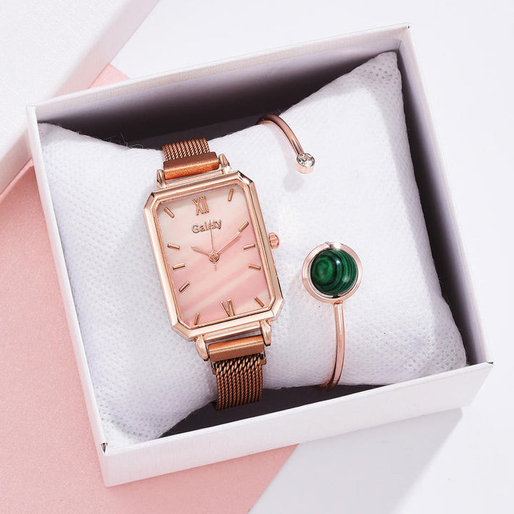 🔥PRODUCTO EXCLUSIVO | Reloj de lujo y pulsera de esmeraldas para elegancia 💚 + Collar de perlas gratis💎