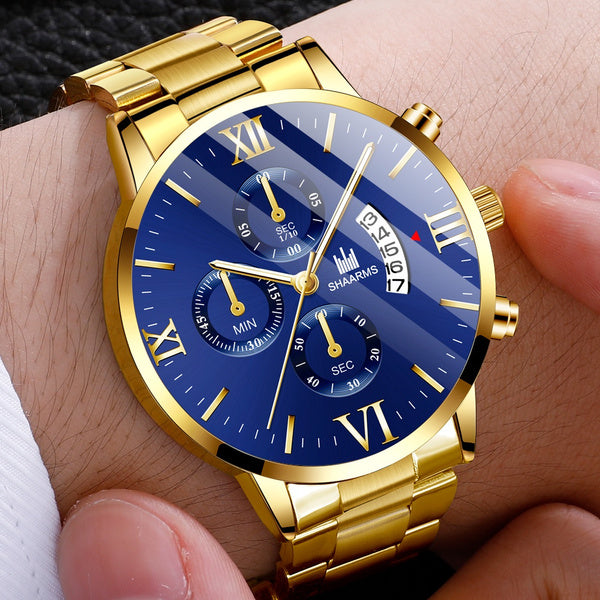 🔥 LANZAMIENTO EXCLUSIVO | Reloj de Negocios Dorado de 2 Piezas y Pulsera Para el Lujo 💎