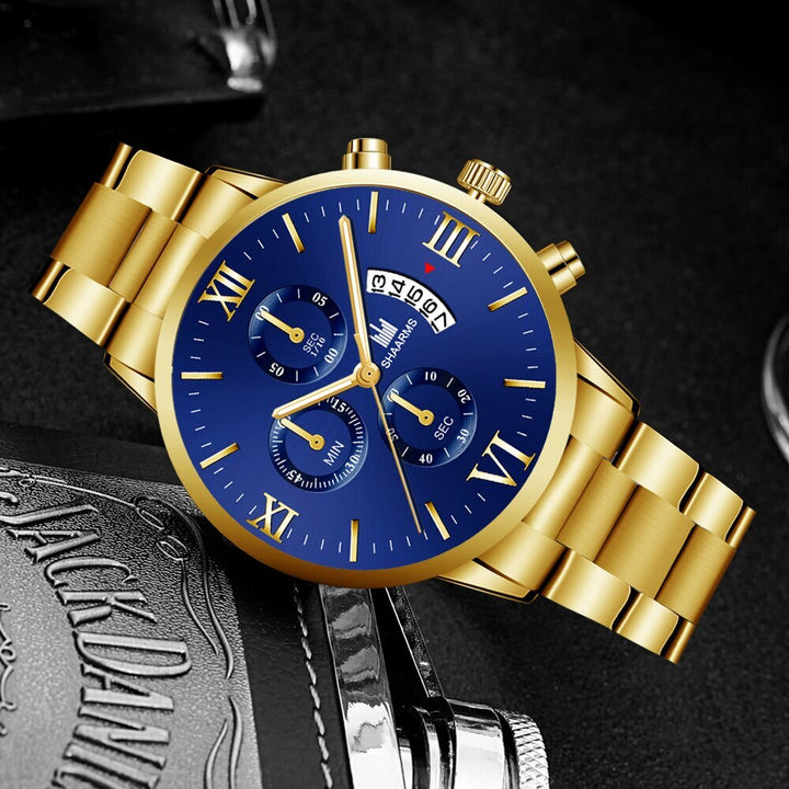 🔥 LANZAMIENTO EXCLUSIVO | Reloj de Negocios Dorado de 2 Piezas y Pulsera Para el Lujo 💎